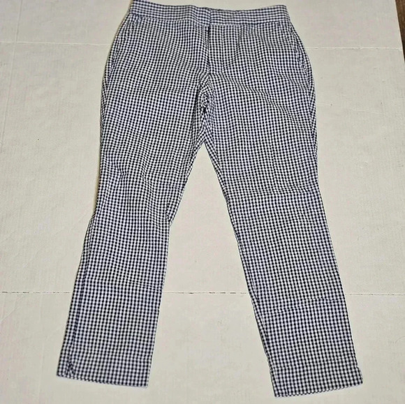Zara Blue/ White Gingham Straight Leg Pants W Pockets Sz 2 - Picture 1 of 9